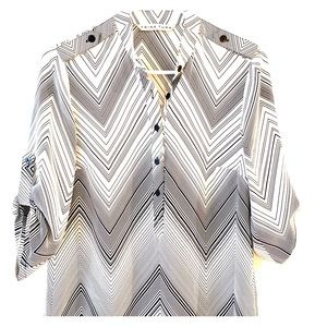 Trina Turk Black & White Chevron Shirt